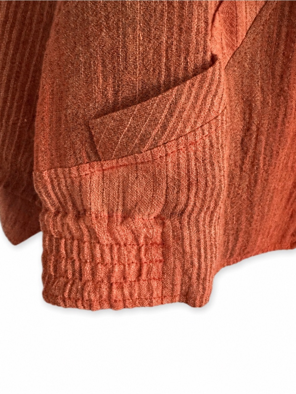 KELLO SCANDINAVIA ORANGE RUST HUES OF FALL ELEVATED CAMPFIRE LINEN JACKET US 12 - Picture 4 of 8